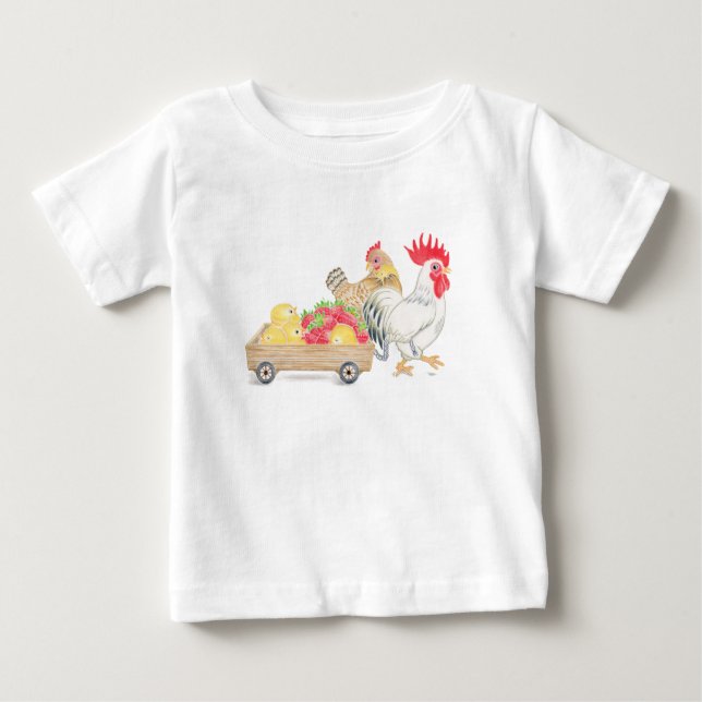 Camiseta De Bebé Cute Chicken Family Baby T-Shirt (Anverso)