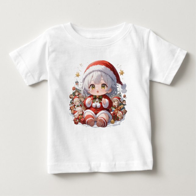 Camiseta De Bebé Cute Christmas Baby Santa Chibi (Anverso)