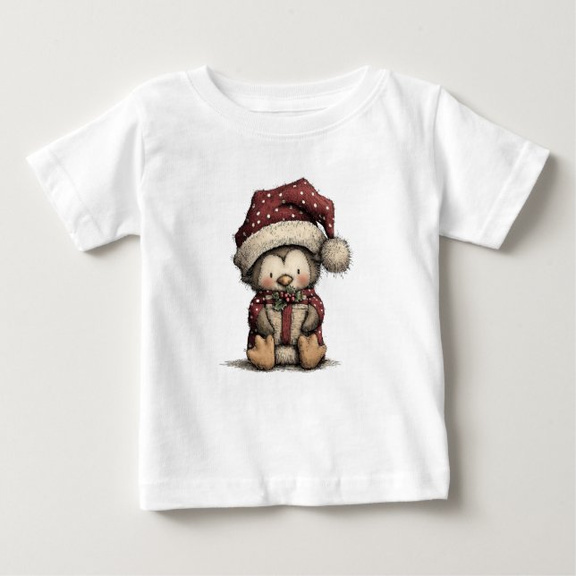 Camiseta De Bebé Cute Christmas Penguin Art (Anverso)