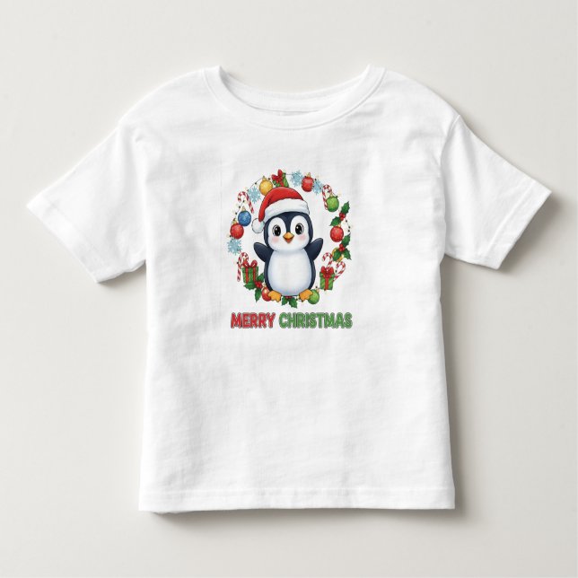 Camiseta De Bebé Cute Christmas Penguin Illustration  (Anverso)