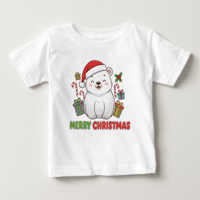 Camiseta De Bebé Cute Christmas Polar Bear Illustration (Anverso)