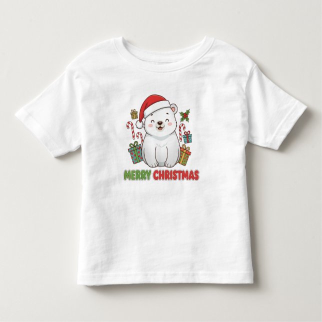 Camiseta De Bebé Cute Christmas Polar Bear Illustration (Anverso)
