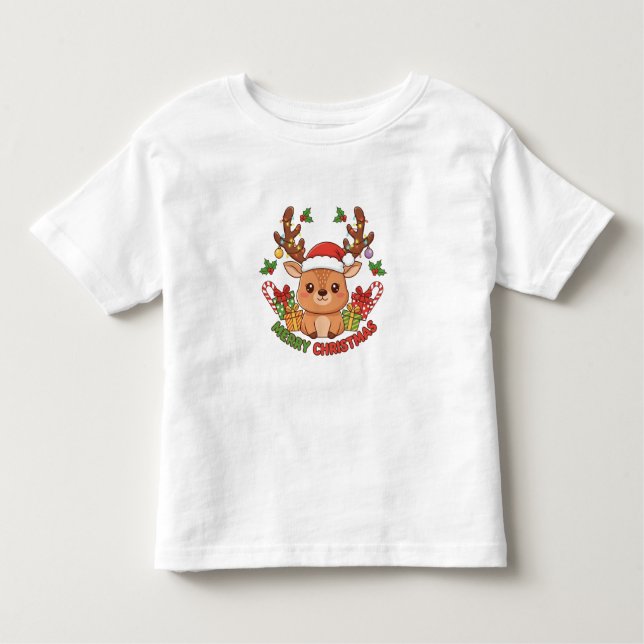 Camiseta De Bebé Cute Christmas Reindeer Illustration (Anverso)