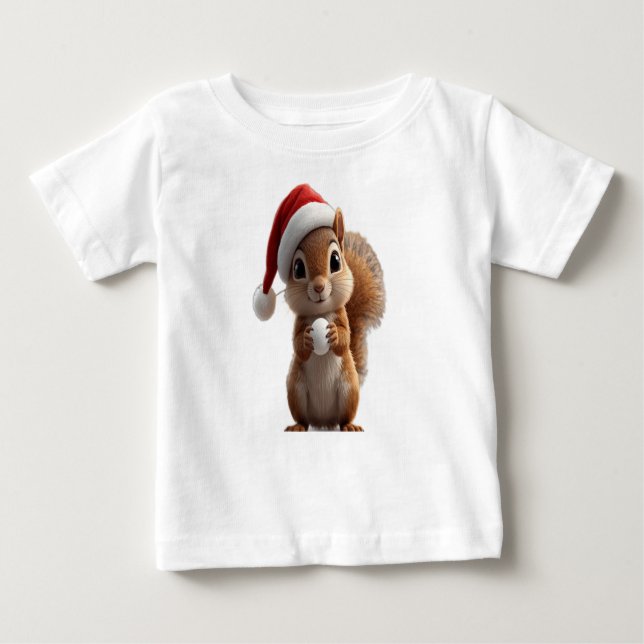 Camiseta De Bebé Cute Christmas Squirrel Baby T-Shirt (Anverso)