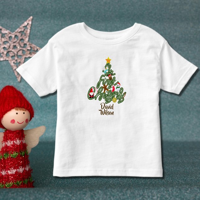 Camiseta De Bebé Cute Christmas Tree My First Christmas Kid's  (Subido por el creador)