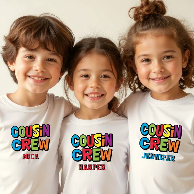 Camiseta De Bebé Cute Colorful Cousin Crew Family Reunion  (Cousin Crew Adorable Colorful Matching Shirts with name. Reunions, parties and get together s. Fun!)