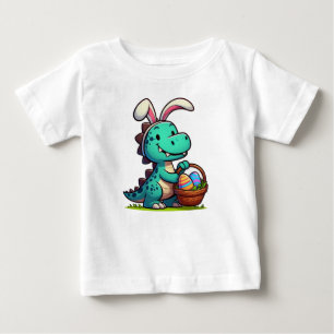 Camiseta De Bebé Cute conejo de Pascua dinosaurio