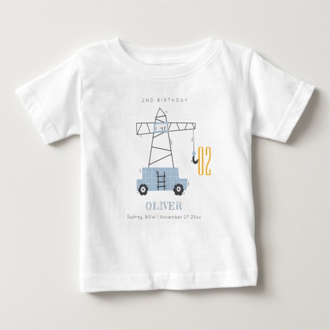 Camiseta De Bebé Cute Construction Crane Any Age Birday (Anverso)