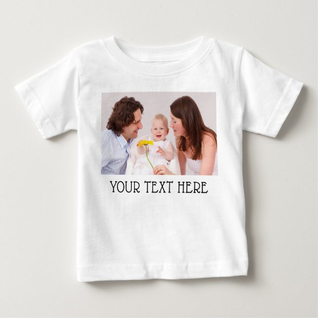 Camiseta De Bebé Cute Custom Photo & Name Text White (Anverso)