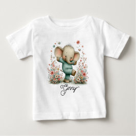 Camiseta De Bebé Cute Dancing Elephant in Wildflowers