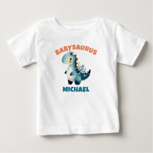 Camiseta De Bebé Cute Dino Dinosaurio Bebésaurio Nombre Acuarela Az
