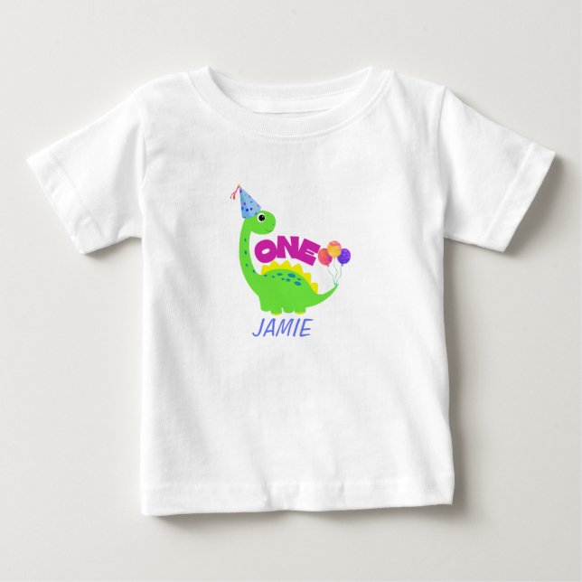 Camiseta De Bebé Cute Dino, niño de primer cumpleaños (Anverso)