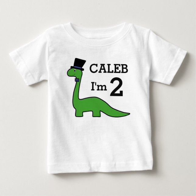 Camiseta De Bebé Cute Dinosaur Boy Nacimiento Personalizar Tengo 2  (Anverso)