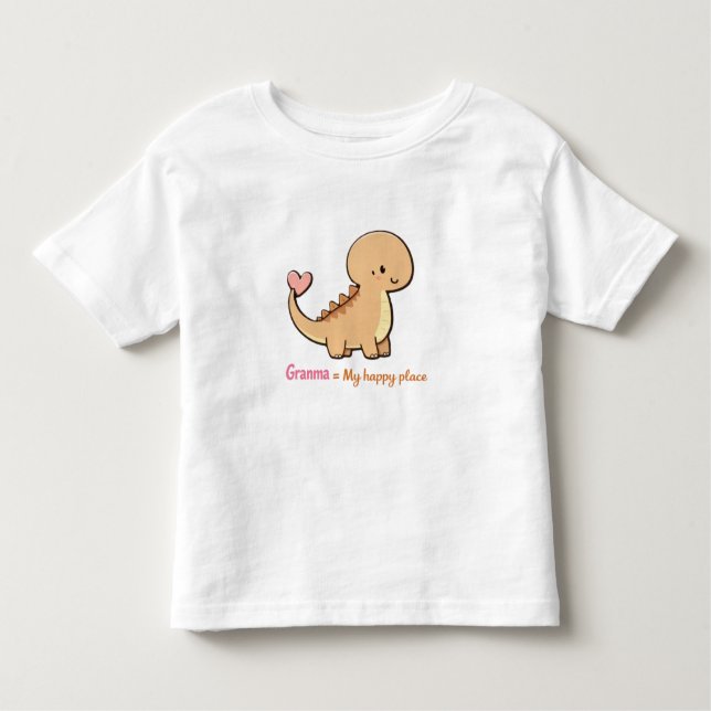 Camiseta De Bebé Cute Dinosaur Granma My Safe Place Toddler Shirt | (Anverso)