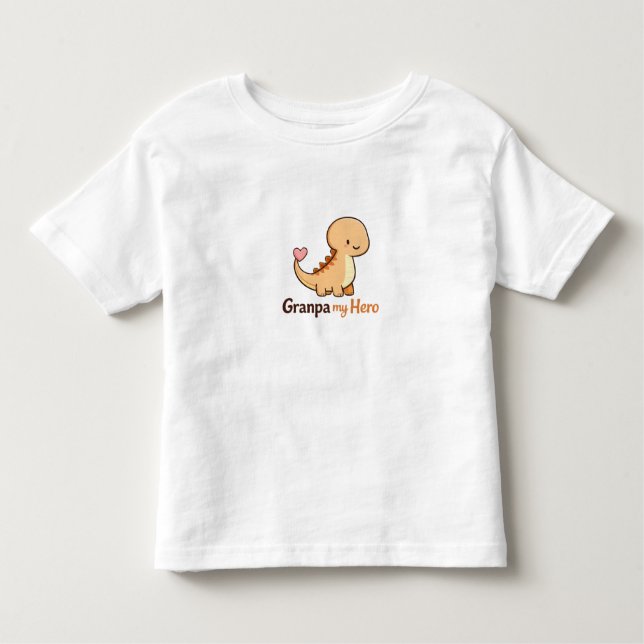 Camiseta De Bebé Cute Dinosaur Granpa My Hero Toddler T-Shirt | Gra (Anverso)