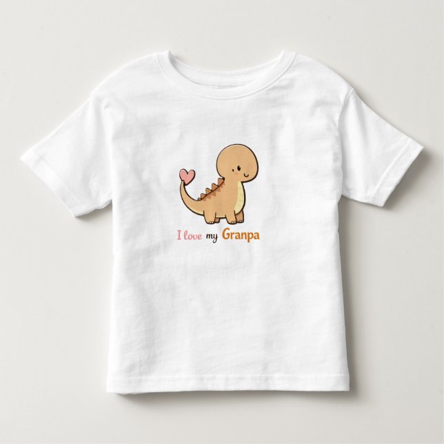 Camiseta De Bebé Cute Dinosaur I Love My Granpa Toddler Shirt | Gra (Anverso)
