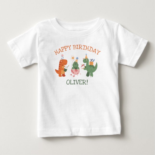 Camiseta De Bebé Cute Dinosaur Kids Birthday Guest of Honor T-Shirt (Anverso)