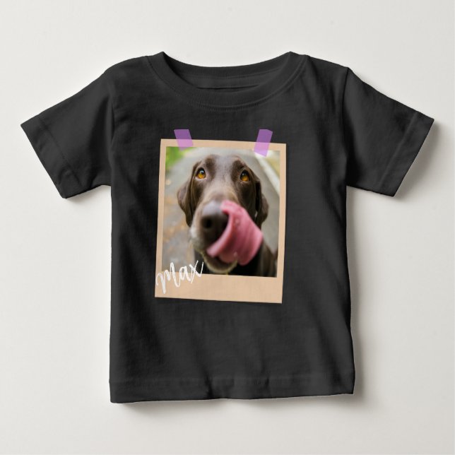Camiseta De Bebé Cute Dog Polaroid Photo Art (Anverso)