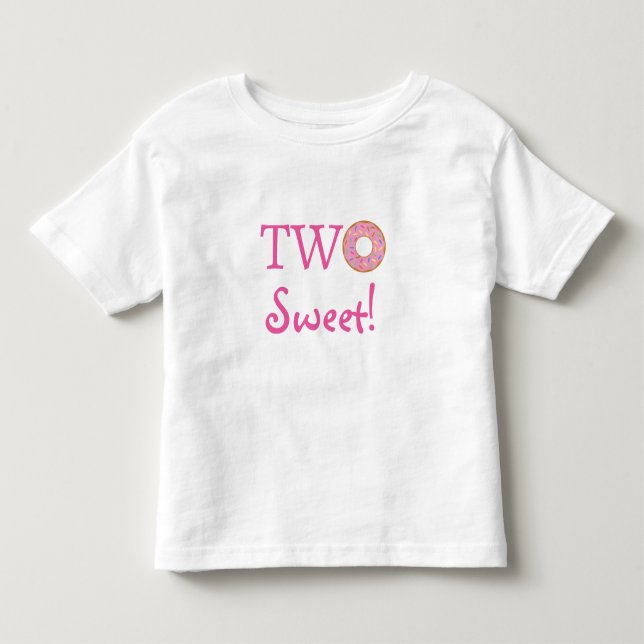 Camiseta De Bebé Cute dos dulces dos días de cumpleaños rosado donu (Anverso)