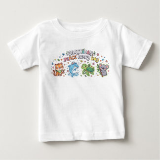 Camiseta De Bebé Cute Earth Day Animals - Peace Every Day Kids Baby