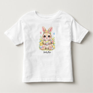 Camiseta De Bebé Cute Easter Bunny Holding Eggs with Flowers