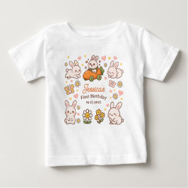 Camiseta De Bebé Cute Easter Rabbits Whimsical 1st Birthday Party