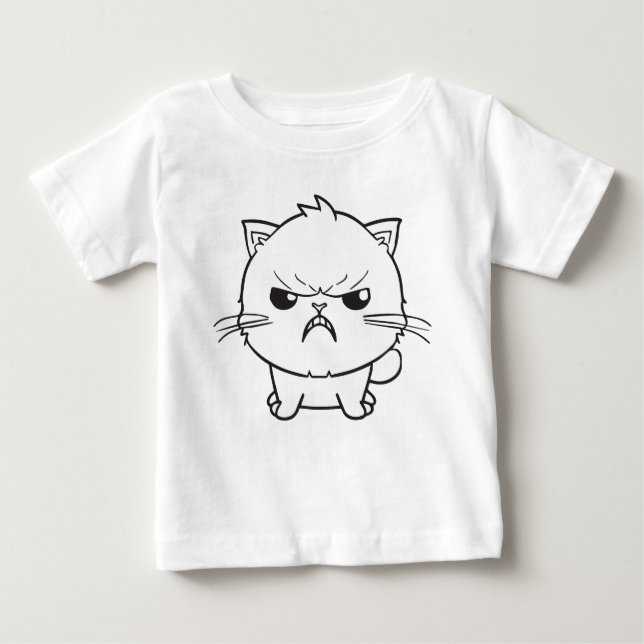 Camiseta De Bebé Cute el silbido de un gato enojado. (Anverso)