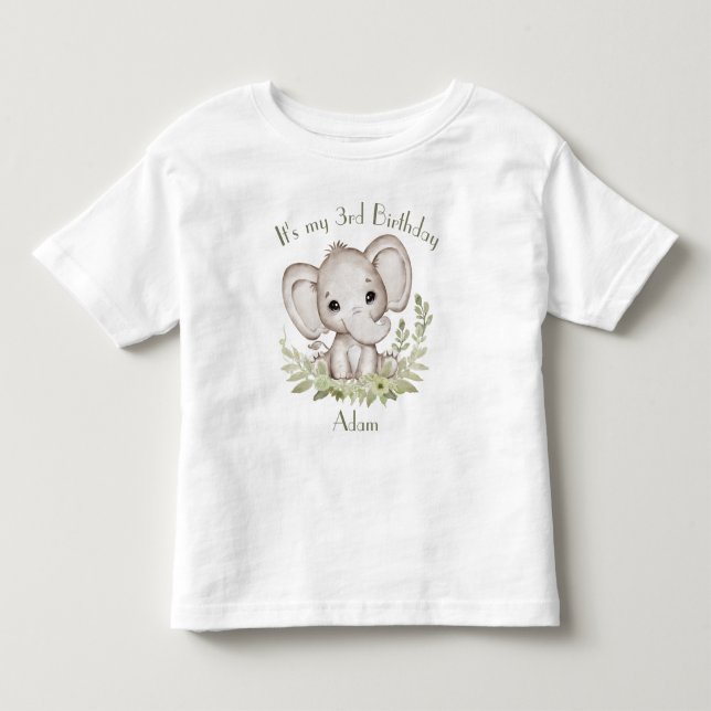 Camiseta De Bebé Cute Elephant Birthday Boy (Anverso)