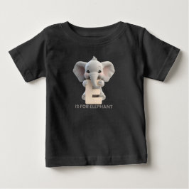 Camiseta De Bebé Cute Elephant Letter E Kids T-Shirt | Animal Alpha