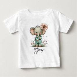Camiseta De Bebé Cute Elephant with Wildflower