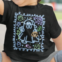 Cute Faux Neon Glow Halloween Fantasma Chica