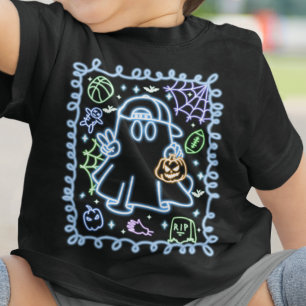 Camiseta De Bebé Cute Faux Neon Glow Halloween Fantasma Chica