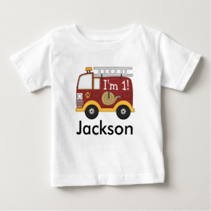 Camiseta De Bebé Cute Fire Truck Kids Birday Personalizado