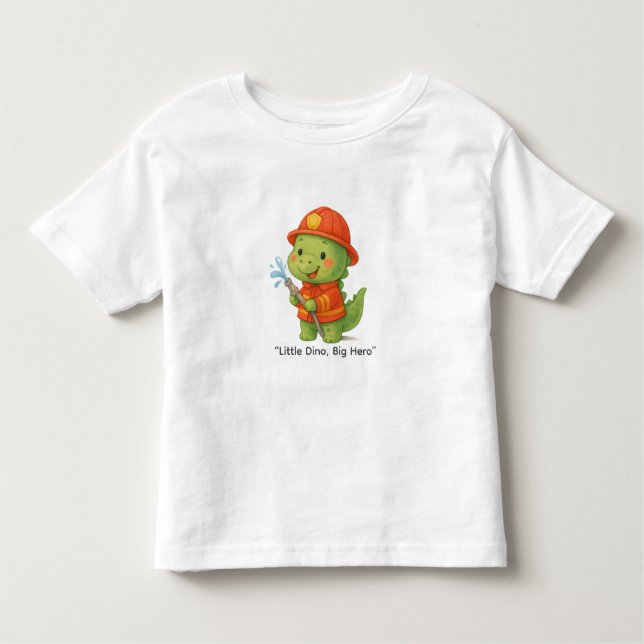 Camiseta De Bebé Cute Firefighter Dinosaur – Dino Jobs (Anverso)