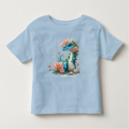 Camiseta De Bebé Cute Floral dinosaurio