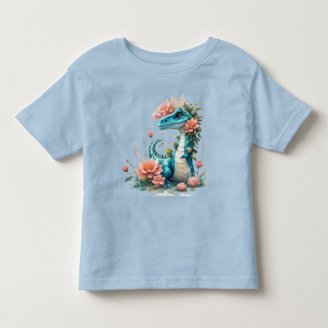 Camiseta De Bebé Cute Floral dinosaurio (Anverso)