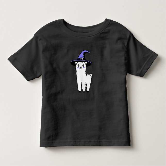 Camiseta De Bebé Cute Fluffy Halloween Llama Wearing Purple Witch (Anverso)