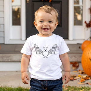 Camiseta De Bebé Cute Flying Bat Animal Minimal Line Art Halloween