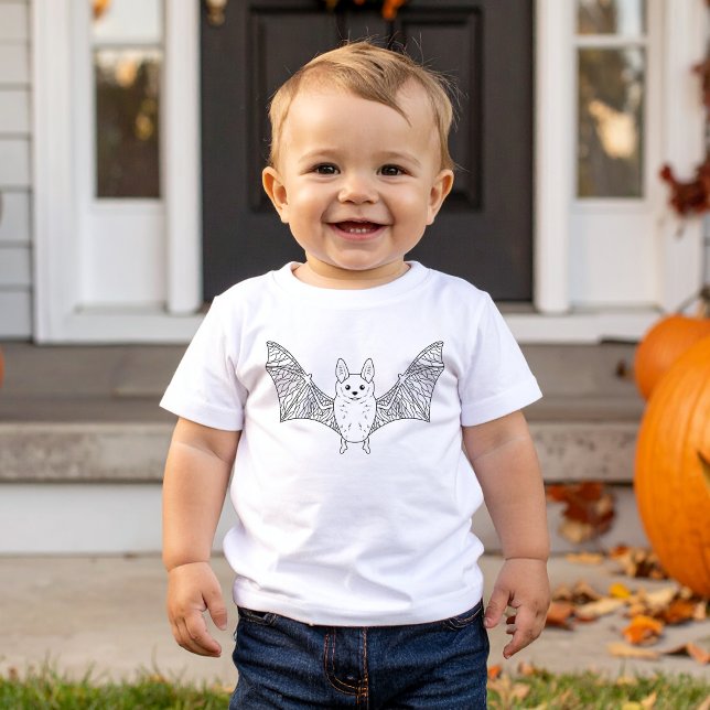 Camiseta De Bebé Cute Flying Bat Animal Minimal Line Art Halloween (Disclaimer: This image is a digital mockup.)
