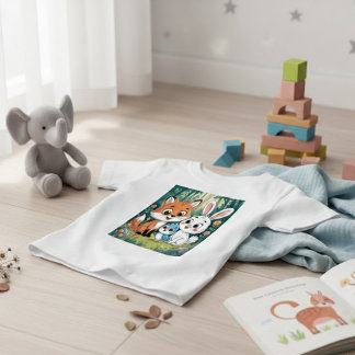Camiseta De Bebé Cute Forest Animal Friends Kids Cartoon Design