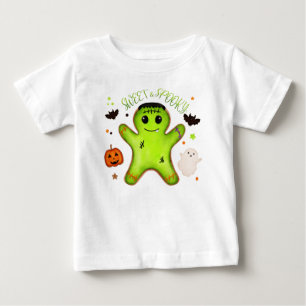 Camiseta De Bebé Cute Frankenstein Hombre de Jengibre Halloween T-s