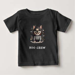 Camiseta De Bebé Cute French Bulldog Halloween Esqueleto Boo Crew