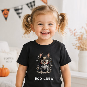 Camiseta De Bebé Cute French Bulldog Halloween Esqueleto Boo Crew