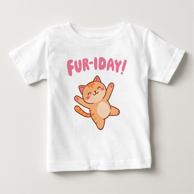 Camiseta De Bebé Cute Fun Cat Fur-iday (Anverso)
