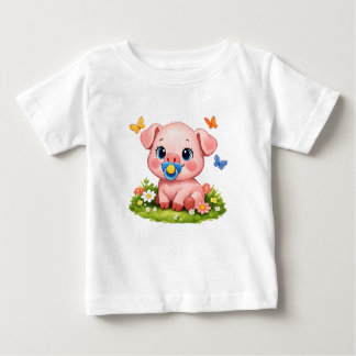 Camiseta De Bebé Cute funny cartoon pink piglet 