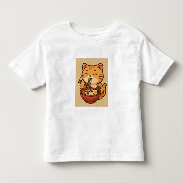 Camiseta De Bebé Cute Funny Cat Ramen | Graphic Tee (Anverso)