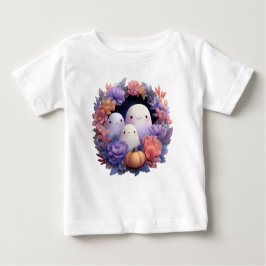 Camiseta De Bebé Cute Ghost Family Halloween Wreath