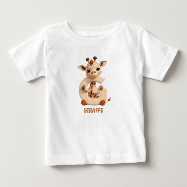 Camiseta De Bebé Cute Giraffe Letter G Kids T-Shirt | Animal Alphab (Anverso)