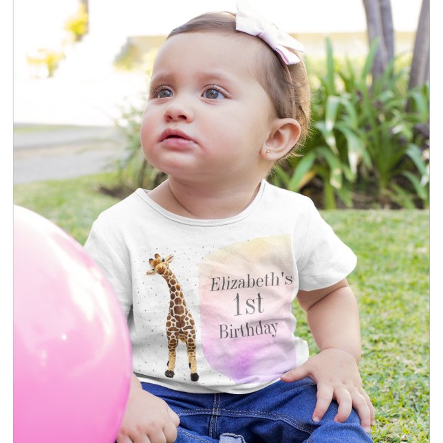 Camiseta De Bebé Cute Giraffe Safari Fiesta del primer cumpleaños (Subido por el creador)