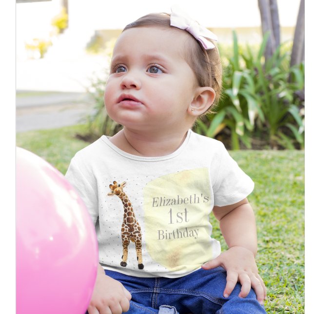 Camiseta De Bebé Cute Giraffe Safari Yellow Fiesta de cumpleaños (Subido por el creador)